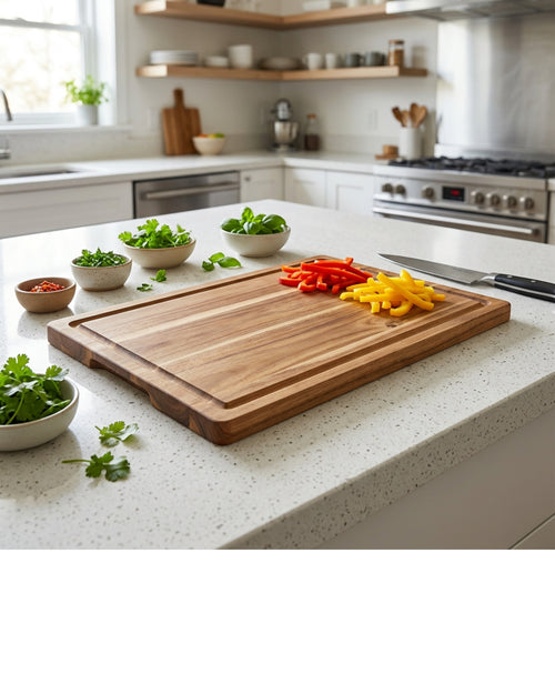 Kvxo Reversible Acacia Cutting Board 40 x 28 cm Natural - Lifestyle view