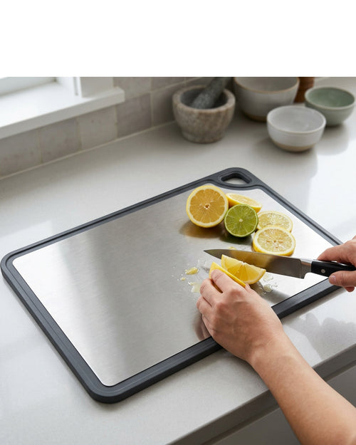 Kvxo Dual-Surface Stainless Steel Cutting Board 39 x 28 cm - Lifestyle view